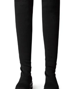 Tony Bianco Winter Black Sock Knit 4.5cm Long Boots