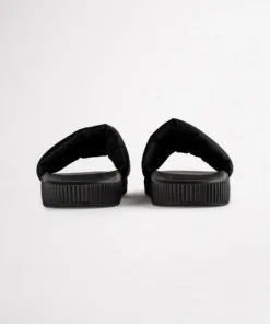 Tony Bianco Ziggy Black Nylon 3cm Sandals Shoes